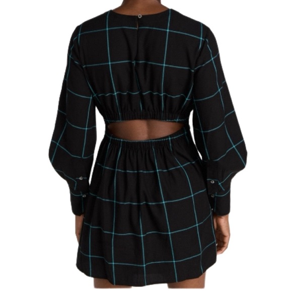 STAUD Mini Crosshill Black Windowpane Dress - Sz M - Picture 2 of 7